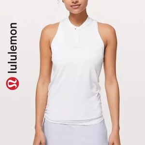 Sz 2 Lululemon Swiftly Speed Henley Polo Shirt Women's White Sleeveless Top
